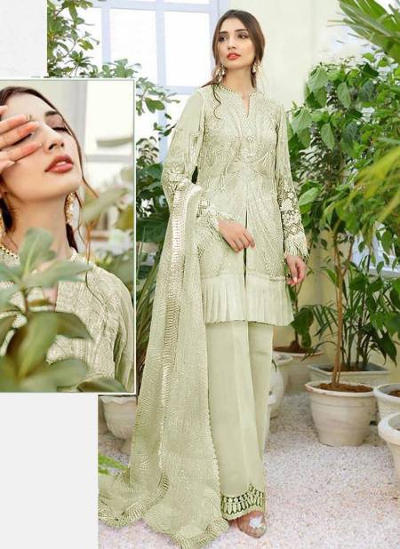 Pista Colour KHAYYIRA MAHGUL Designer Festive Wear Butterfly Net Embroidered With Frill Pakistani Salwara Suit Collection 2001-D